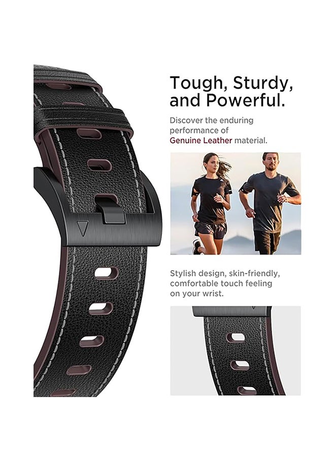 O Ozone Leather Bands Compatible with Samsung Galaxy Watch 7 Ultra Bands 47mm, Sturdy Stainless Steel Metal Connector Strap for Samsung Watch Ultra 7 for Men Women - Black  - Image 4