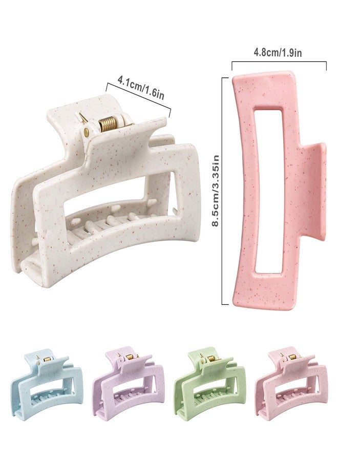 Whaline 6 Pack Macaroon Color Hair Claw Clips Strong Hold Rectangle Hair Claw Eco-Friendly Hair Jaw Clamp Non-Slip Matte Jumbo Hair Styling Accessories for Women Girls Thin Thick Hair - Image 2