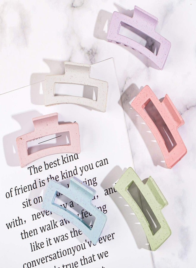 Whaline 6 Pack Macaroon Color Hair Claw Clips Strong Hold Rectangle Hair Claw Eco-Friendly Hair Jaw Clamp Non-Slip Matte Jumbo Hair Styling Accessories for Women Girls Thin Thick Hair - Image 5