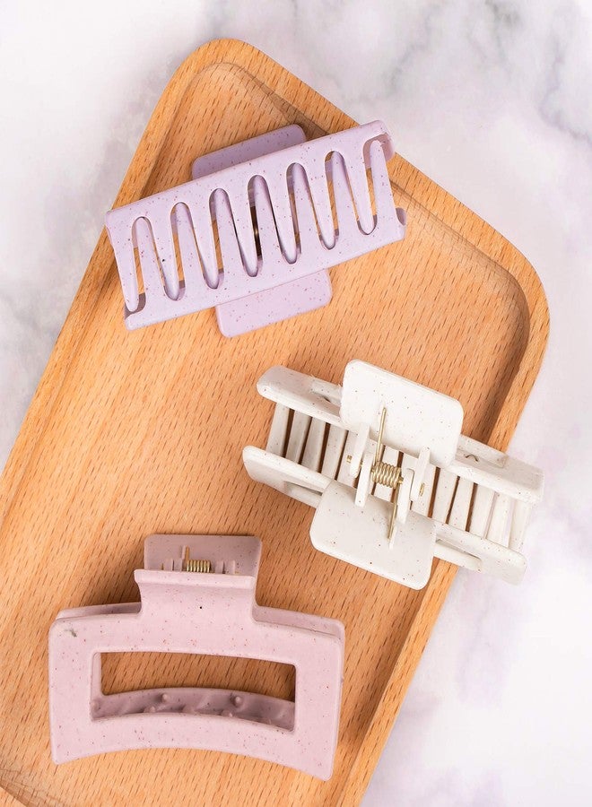 Whaline 6 Pack Macaroon Color Hair Claw Clips Strong Hold Rectangle Hair Claw Eco-Friendly Hair Jaw Clamp Non-Slip Matte Jumbo Hair Styling Accessories for Women Girls Thin Thick Hair - Image 4