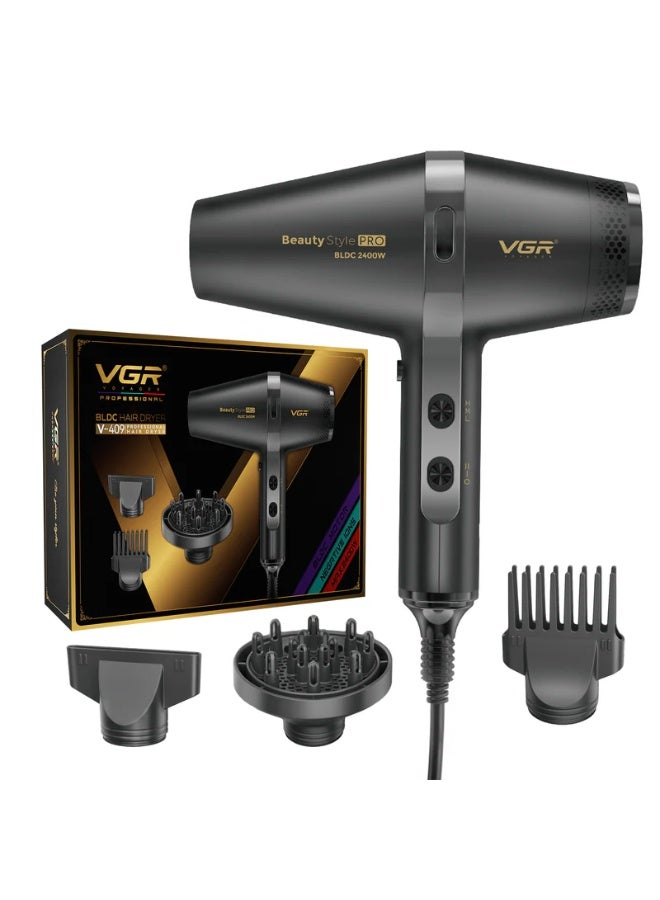 VGR Professional 2400W Hair Dryer for Women with BLDC Motor & Ionic Technology – Fast Drying, Smooth Finish & Salon Performance Advanced Styling Blow Dryer with Multiple Heat & Speed Settings, Cool Shot & Full Accessories Set – Black black - Image 2