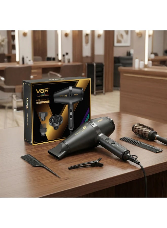 VGR Professional 2400W Hair Dryer for Women with BLDC Motor & Ionic Technology – Fast Drying, Smooth Finish & Salon Performance Advanced Styling Blow Dryer with Multiple Heat & Speed Settings, Cool Shot & Full Accessories Set – Black black - Image 3