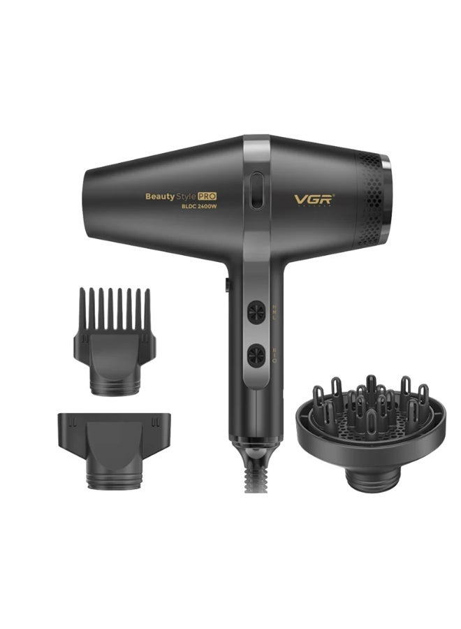VGR Professional 2400W Hair Dryer for Women with BLDC Motor & Ionic Technology – Fast Drying, Smooth Finish & Salon Performance Advanced Styling Blow Dryer with Multiple Heat & Speed Settings, Cool Shot & Full Accessories Set – Black black - Image 1