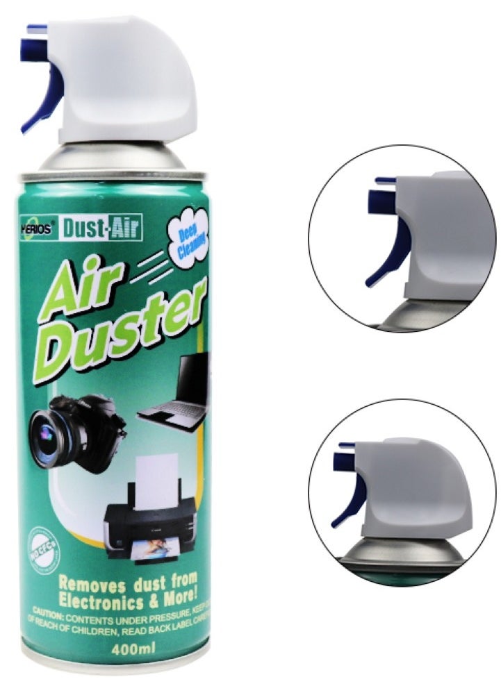 هيريوس Herios Air Duster هواء مضغوط لتنظيف الشاشة، ومنفضة الغبار، ومنفضة الهواء للكمبيوتر والكمبيوتر المحمول ولوحات المفاتيح وما إلى ذلك، تكنولوجيا التنظيف المتقدمة 400 مل  - Image 2