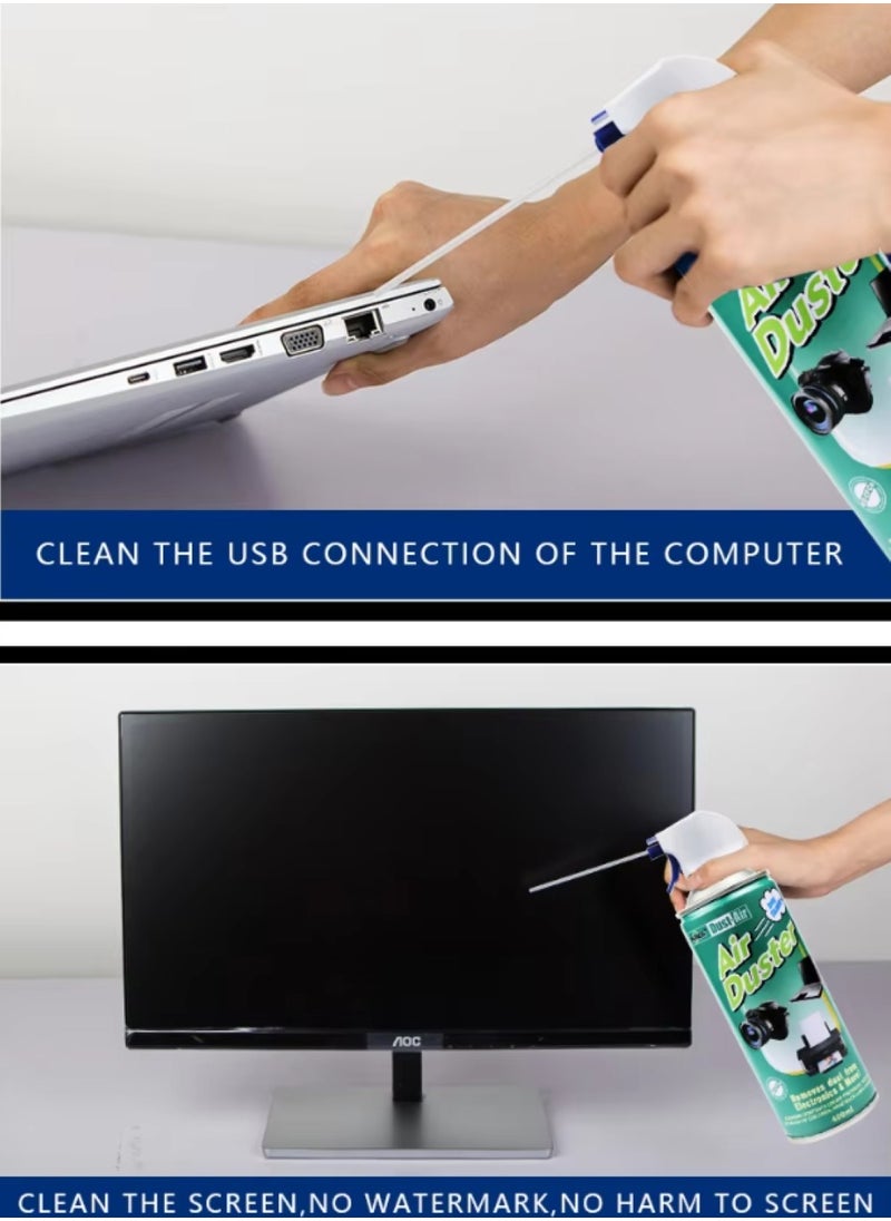 هيريوس Herios Air Duster هواء مضغوط لتنظيف الشاشة، ومنفضة الغبار، ومنفضة الهواء للكمبيوتر والكمبيوتر المحمول ولوحات المفاتيح وما إلى ذلك، تكنولوجيا التنظيف المتقدمة 400 مل  - Image 4
