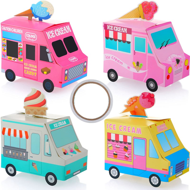20 Pieces Ice Cream Centerpieces for Tables Truck Shape Favor Boxes Ice Cream Treat Snack Boxes Container Summer Baby Shower Birthday Party Table Centerpieces
