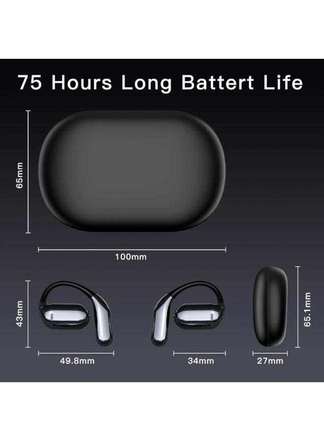إيزي لايف سماعات بلوتوث لاسلكية مع ميكروفون وخطافات أذن، سماعات رأس بلوتوث 5.4 مع تقليل الضوضاء، تشغيل حتى 75 ساعة، شاشة LED، سماعات رياضية مقاومة للماء للجري واللياقة والسفر - Image 3