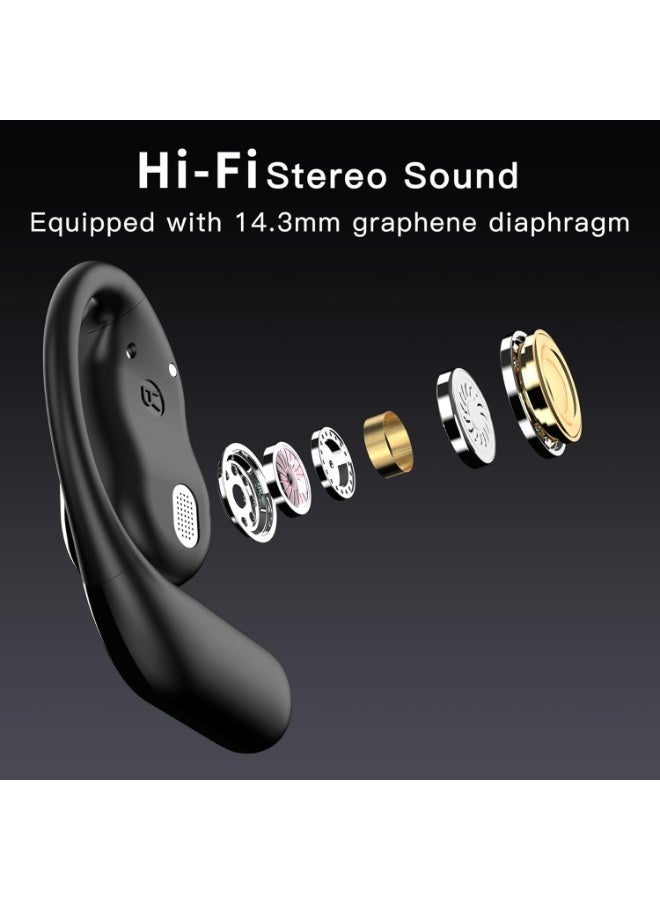 إيزي لايف سماعات بلوتوث لاسلكية مع ميكروفون وخطافات أذن، سماعات رأس بلوتوث 5.4 مع تقليل الضوضاء، تشغيل حتى 75 ساعة، شاشة LED، سماعات رياضية مقاومة للماء للجري واللياقة والسفر - Image 4