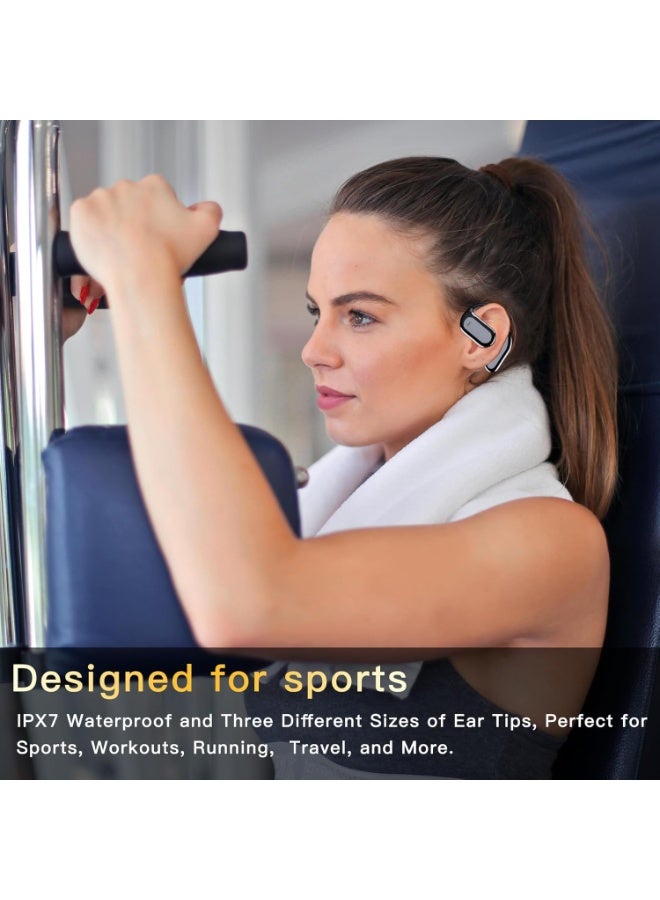 إيزي لايف سماعات بلوتوث لاسلكية مع ميكروفون وخطافات أذن، سماعات رأس بلوتوث 5.4 مع تقليل الضوضاء، تشغيل حتى 75 ساعة، شاشة LED، سماعات رياضية مقاومة للماء للجري واللياقة والسفر - Image 2