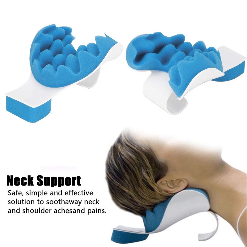 Jolfay Neck Pillow Ergonomic Design Pressure Relief Soft Support Massage Relax Cervical Vertebra Neck Relaxer Pain Relief Muscle Relax Acupressure Pillow for Office Blue - Image 5
