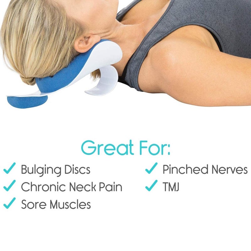 Jolfay Neck Pillow Ergonomic Design Pressure Relief Soft Support Massage Relax Cervical Vertebra Neck Relaxer Pain Relief Muscle Relax Acupressure Pillow for Office Blue - Image 4