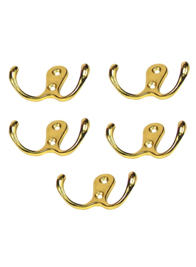 ROBUSTLINE Multipurpose Wall Mounted Double Coat Hooks For Clothes Coats Hats Belts Towels 5 Brass Plated