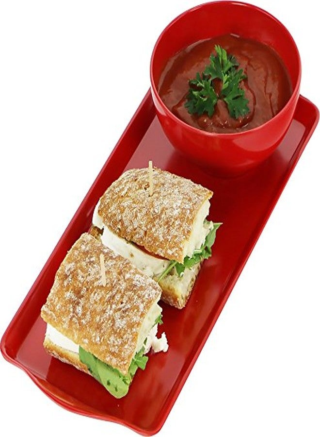 Reston Lloyd Melamine Plastic Tidbit Tray, BPA-Free, Food Safe, Multipurpose Platter Serving Tray, Bathroom/Table Organizer, Red - Image 2