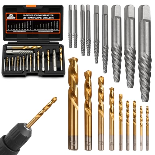 Coobeast 18pcs Screw Extractor Set and Left Hand Drill Bits For Removing Broken Bolt Extractor Kit, Easy Out Screw Extractor Set, Screw Remover Tool With Storage Case, Gifts for Men, Dad and Husband - Image 1