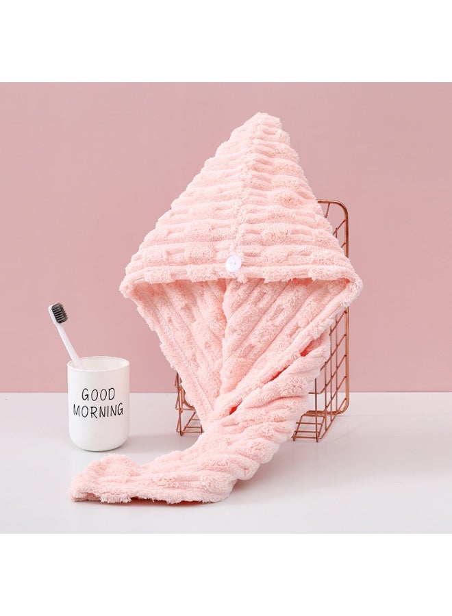 3-Piece Towel Set, coral fleece  ，Superior Quality, Quick Dry Highly Absorbent Thick Bathroom Soft Hotel Towels for Bath And Spa, Towel Set Includes 1 Bath Towel (90x170 cm), 1 Hand Towel (35x75 cm), 1 Hair Drying Cap (25x65 cm)-Pink - Image 2