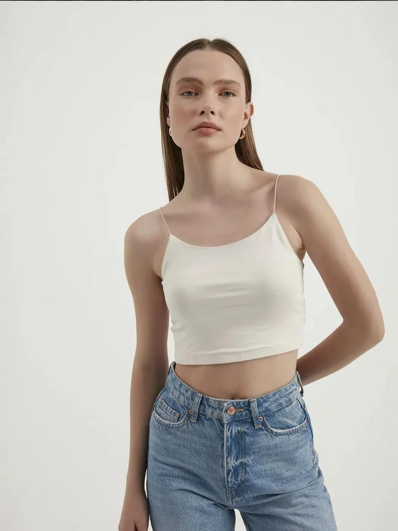 HICCUP Spaghetti Strap Basic Cropped Cami Top