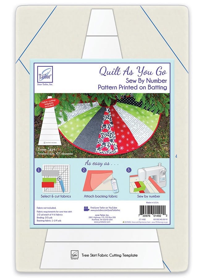 June Tailor Quilt As You Go Tree Skirt Printed batting, White, Large - Image 1