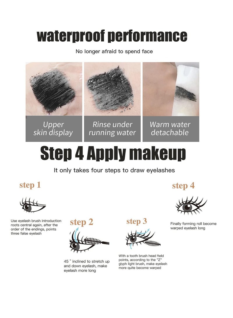 Excefore ماسكارا 4D، ماسكارا Vibely 2 في 1 4D Lash Cosmetics، ماسكارا تلسكوبية مقاومة للماء تدوم 5 مرات للحصول على تأثير إطالة وتكثيف طبيعي، ماسكارا كثيفة طويلة الأمد ومجعدة (قطعتان، بدون تكتل) - Image 5