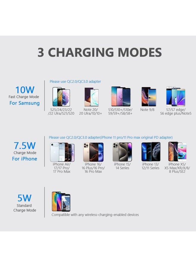 Yootech [2 Pack] Wireless Charger,10W Max Wireless Charging Stand,Compatible with iPhone 15/15 Plus/15 Pro Max/14/13/SE 2022/12/11/X/8,Galaxy S22/S21/S20/S10(No AC Adapter) - Image 3