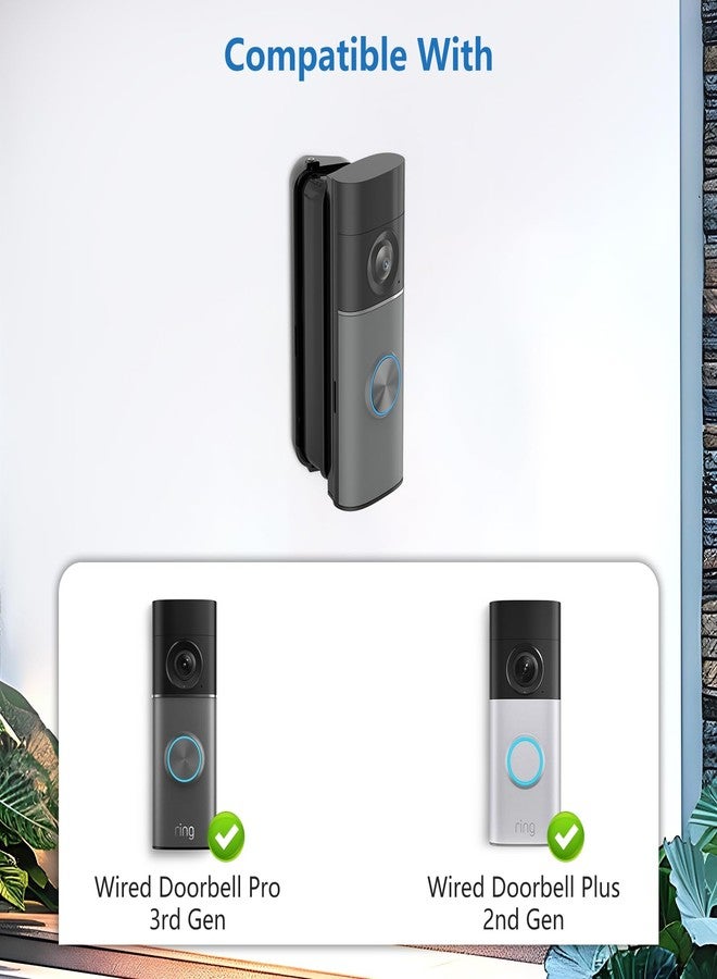 Pefecon R-ing Doorbell Angle Mount, 30-55 Degrees Adjustable Door Mount for Wired Doorbell Pro/Plus(Newest Model), Widen Corner View Kit, Left/Right Universal Installation for House(Black) - Image 2