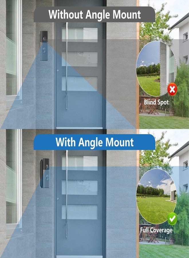 Pefecon R-ing Doorbell Angle Mount, 30-55 Degrees Adjustable Door Mount for Wired Doorbell Pro/Plus(Newest Model), Widen Corner View Kit, Left/Right Universal Installation for House(Black) - Image 4