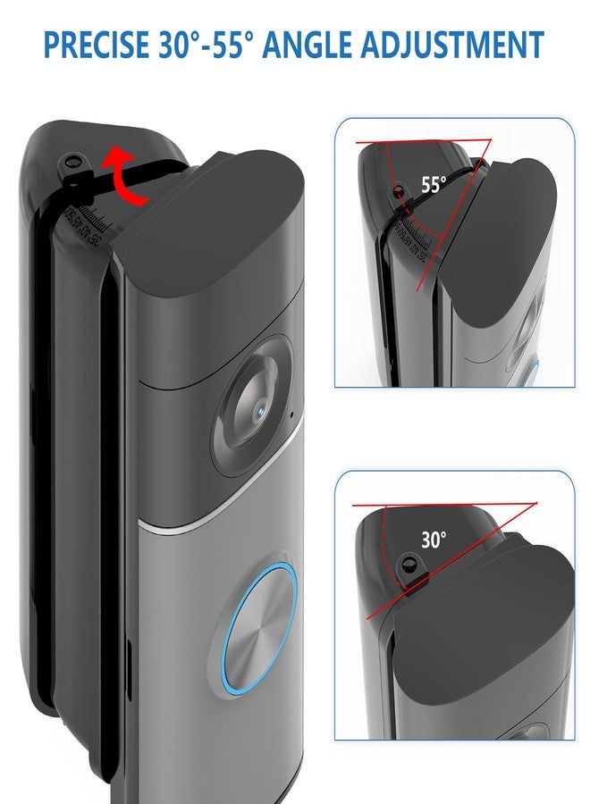 Pefecon R-ing Doorbell Angle Mount, 30-55 Degrees Adjustable Door Mount for Wired Doorbell Pro/Plus(Newest Model), Widen Corner View Kit, Left/Right Universal Installation for House(Black) - Image 3