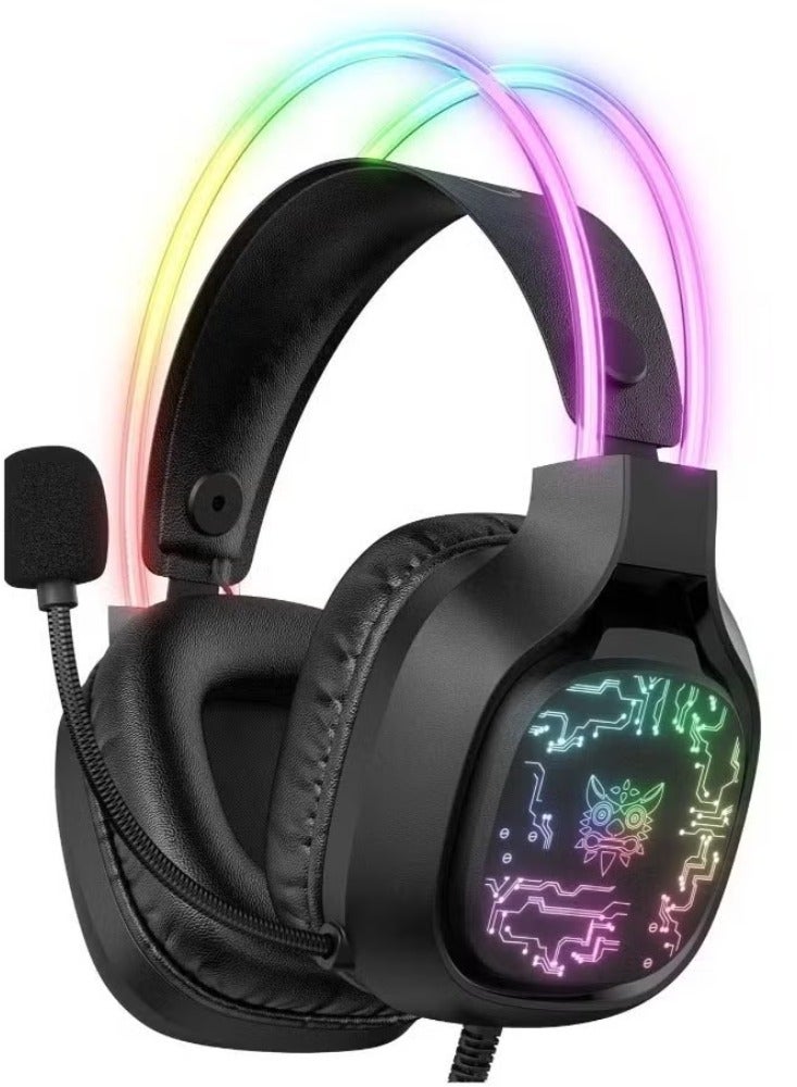 أونيكوما سماعات رأس سلكية للألعاب X22 مزودة بميكروفون، وسماعات ستيريو RGB Gamer بإضاءة LED - Image 1
