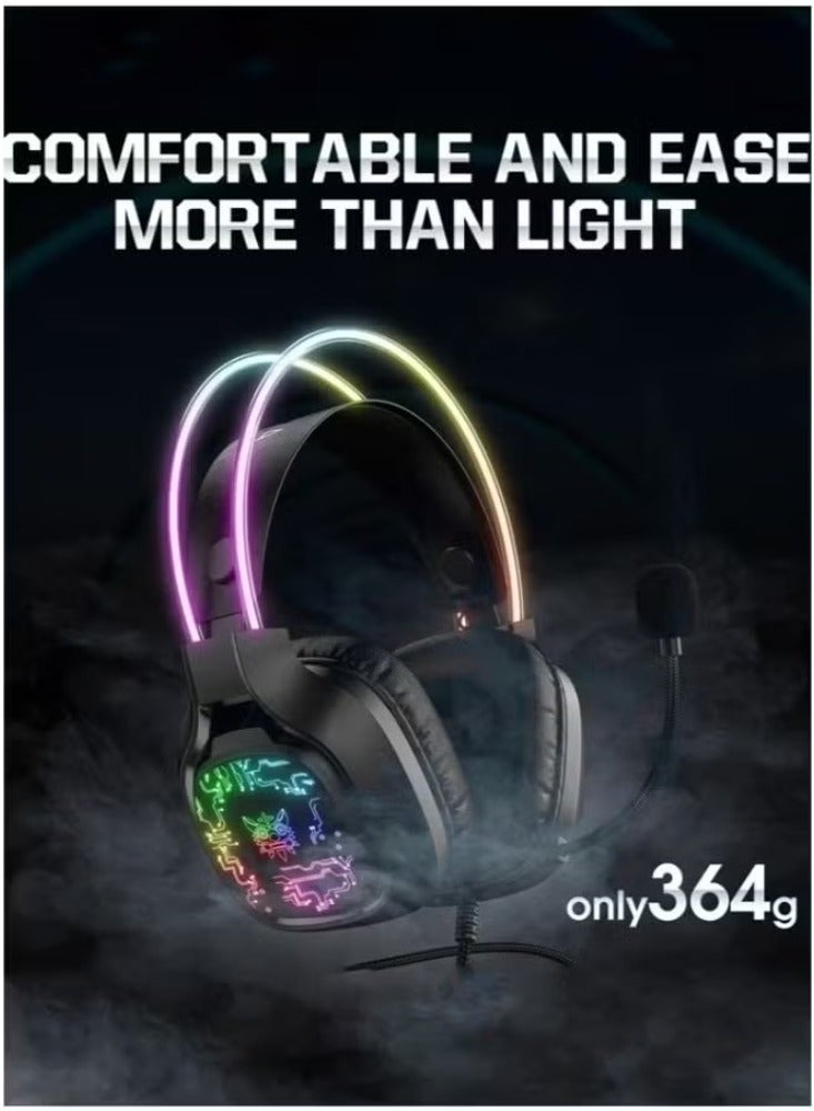 أونيكوما سماعات رأس سلكية للألعاب X22 مزودة بميكروفون، وسماعات ستيريو RGB Gamer بإضاءة LED - Image 2