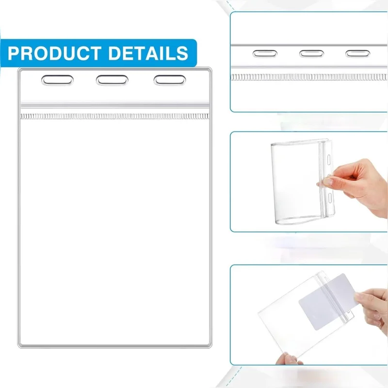 Gempo 100 Pieces Wholesale 14.5 x 9.5 cm Transparent Badge Bag - ID, Ticket and Card Protection Case 100 Pcs