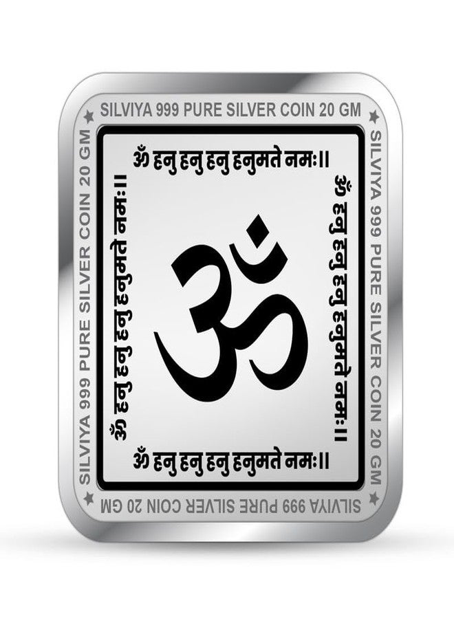 Silviya BIS Hallmarked Square Shape Hanuman Ji 999 Pure Silver Coin (20 Gram) | Symbol of Strength & Devotion | Puja & Protection | Ideal Keepsake | With Authenticity Certificate - Image 3