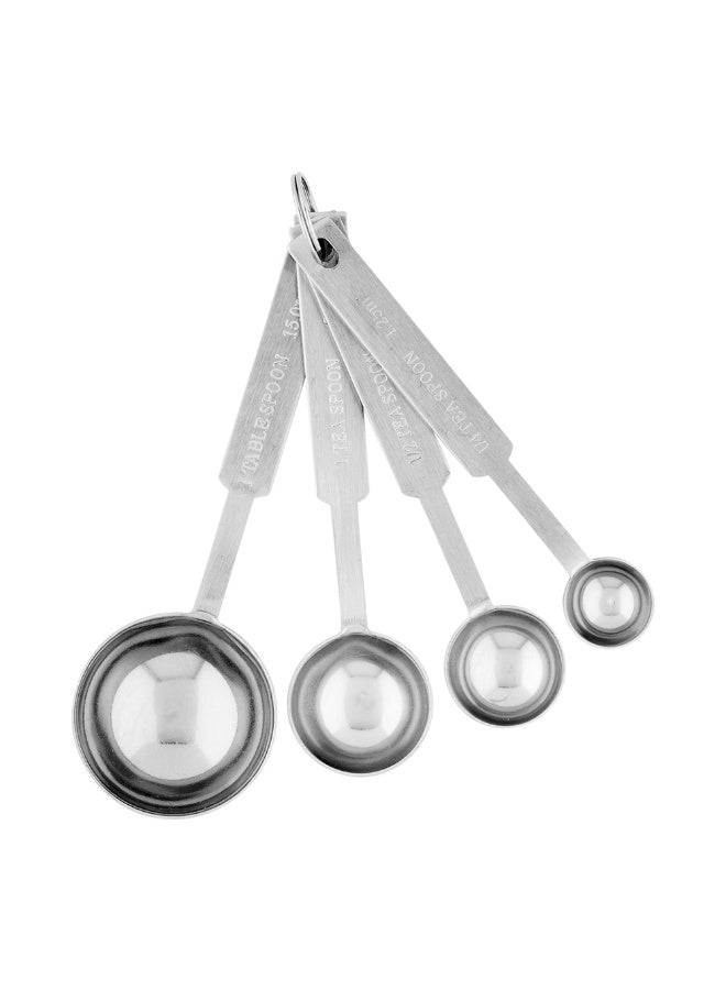 Restaurantware ملاعق قياس ميت لوكس 5.1 × 1.7 بوصة، 1 ملعقة قياس معدنية قابلة للغسل في غسالة الصحون - 4 قطع، قياسات منقوشة، مجموعة ملاعق قياس من الفولاذ المقاوم للصدأ، تشمل حلقة، للطهي - Image 1