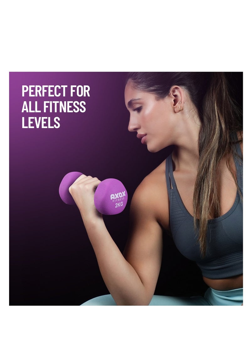 AXOX Fitness Neoprene Dumbbells 2Kg  - Image 2