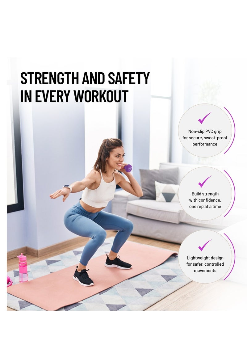 AXOX Axox Neoprene Dumbbell Pair 2 Kg For Home Workout & Strength Training Anti-Slip PVC Grip For Men & Women - Image 3