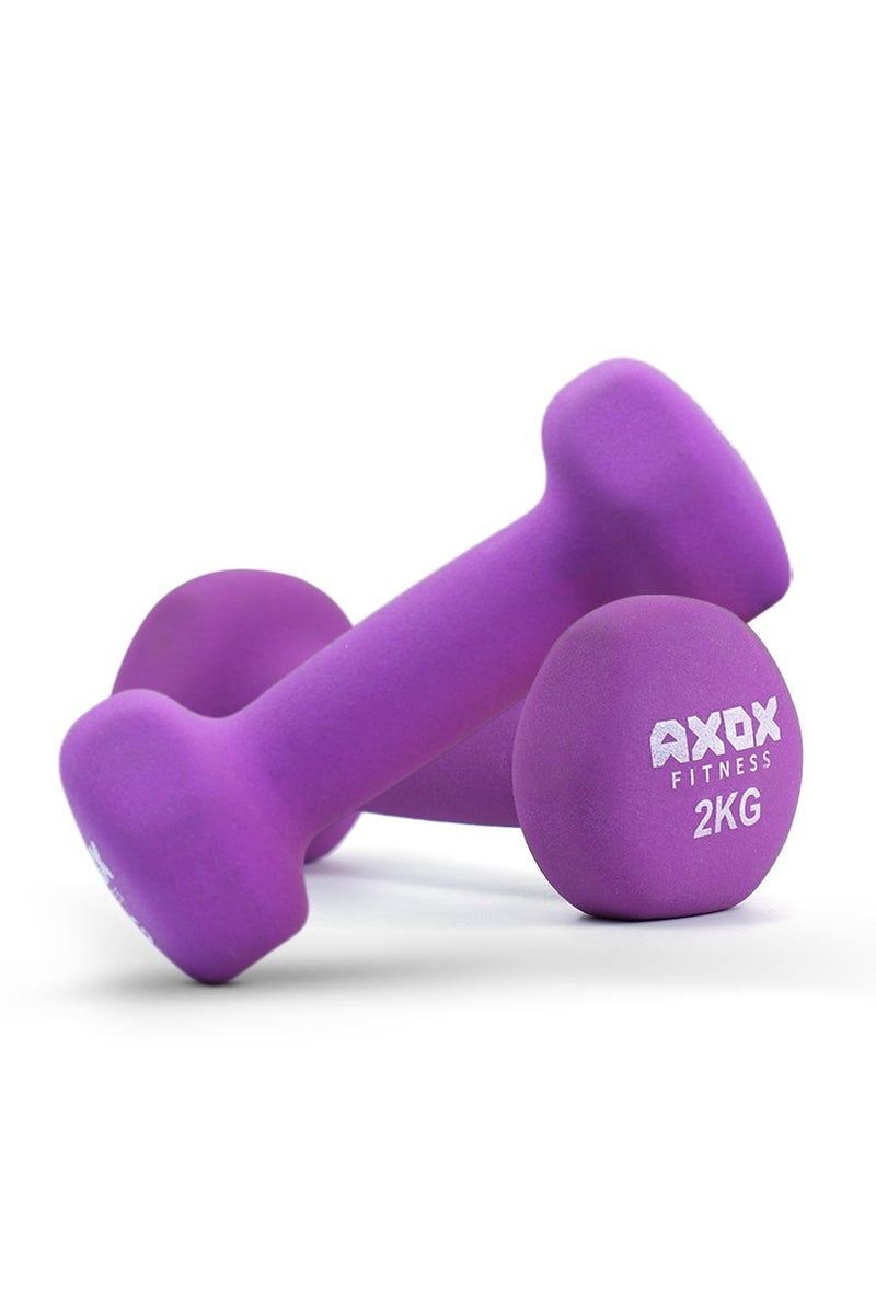 AXOX Axox Neoprene Dumbbell Pair 2 Kg For Home Workout & Strength Training Anti-Slip PVC Grip For Men & Women - Image 1