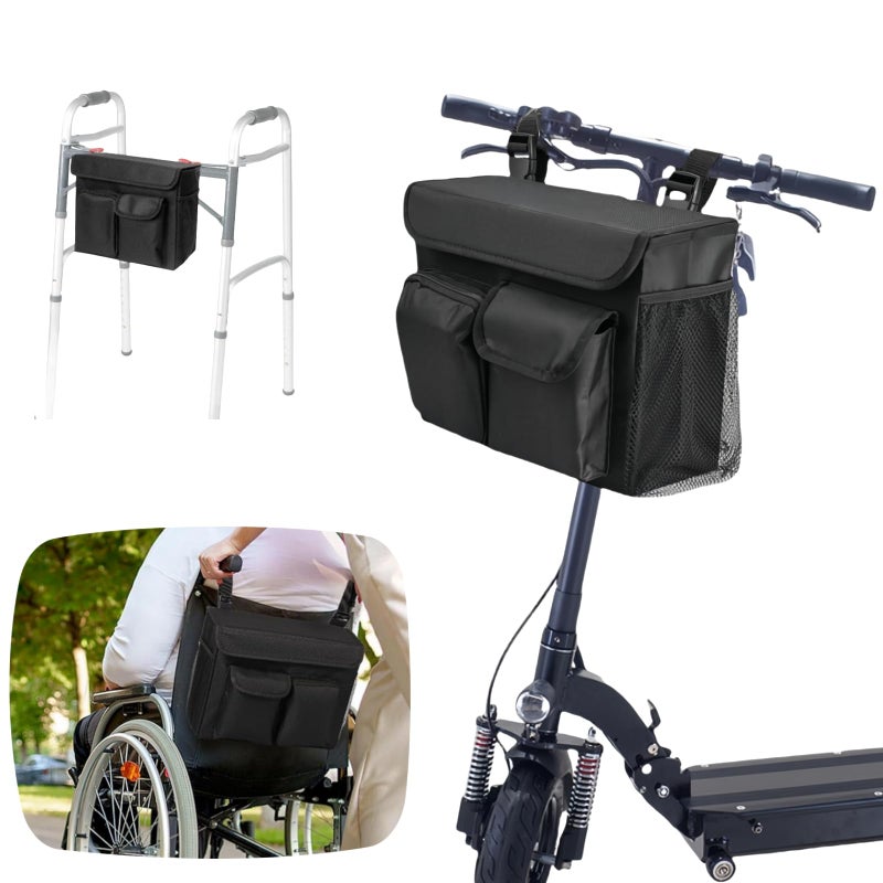 BLIRITEL Electric Scooter BagMobility Scooter Basket BagMobile Scooters Organizer Pouch with 14 Inch Laptop Pocket and 2 Cup Holders for Wheelchair Bike - Image 2