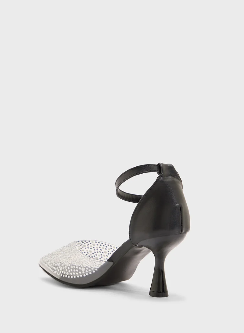 THE BROWN High Heeled Diamante Pump