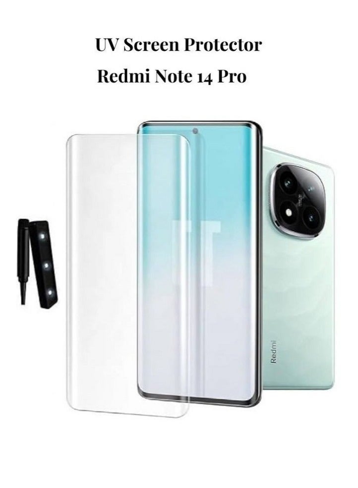 We are pleased to offer a curved ZC Glass Screen Protector featuring Full UV Glue and LED Lamp Curing, Delicate Touch, and Anti-Explosion Finger Print UnLock for Redmi Note 14 Pro - Image 2