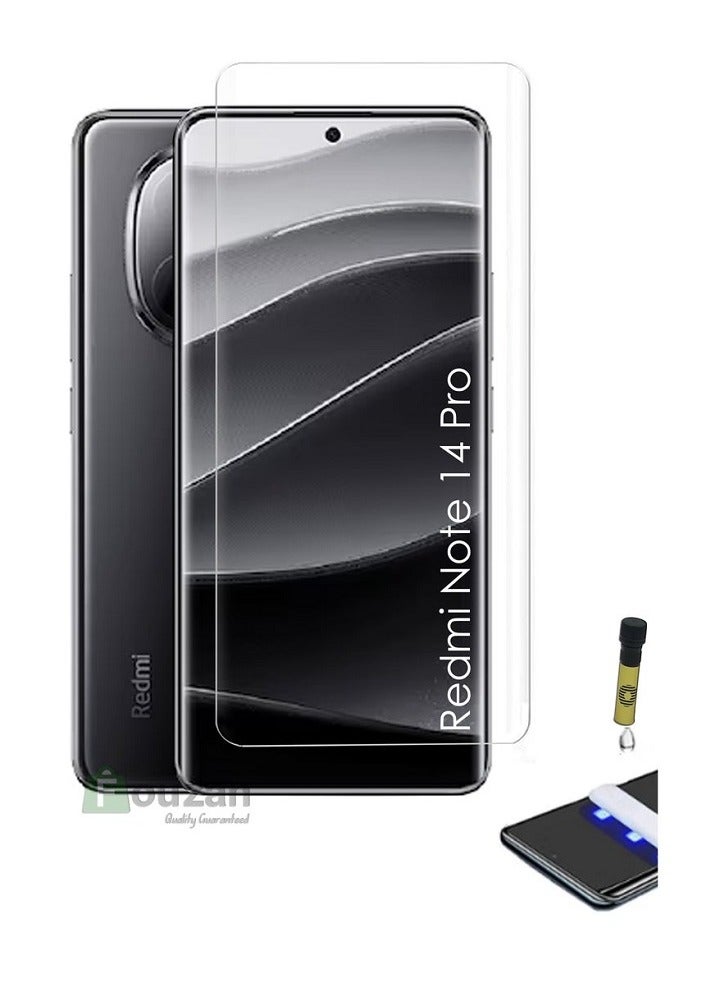 We are pleased to offer a curved ZC Glass Screen Protector featuring Full UV Glue and LED Lamp Curing, Delicate Touch, and Anti-Explosion Finger Print UnLock for Redmi Note 14 Pro - Image 4