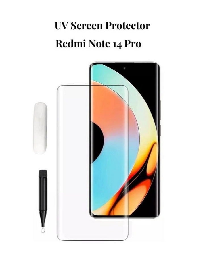 We are pleased to offer a curved ZC Glass Screen Protector featuring Full UV Glue and LED Lamp Curing, Delicate Touch, and Anti-Explosion Finger Print UnLock for Redmi Note 14 Pro - Image 5