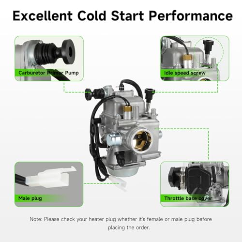 XIKOBY TRX350 Carburetor Kit Compatible with Rancher 350 2000-2006 TRX350TM TRX350TE TRX350ES TRX350FE Fourtrax 300 TRX300 Foreman ATV 4 Wheeler Replacement Parts with Oil Air Filter (Male Plug) - Image 5