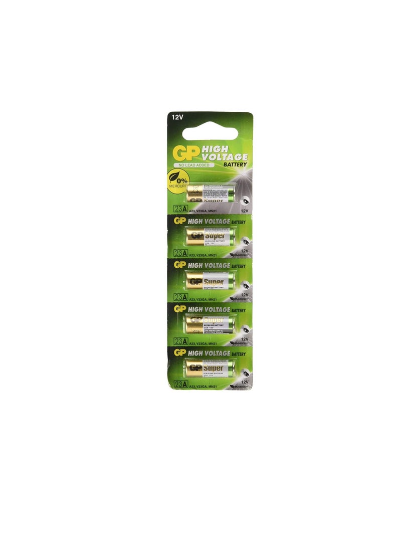 GPBatteries A23 12V Alkaline 23-A Replacement Battery 23AE GP - 5 Pack - Image 1