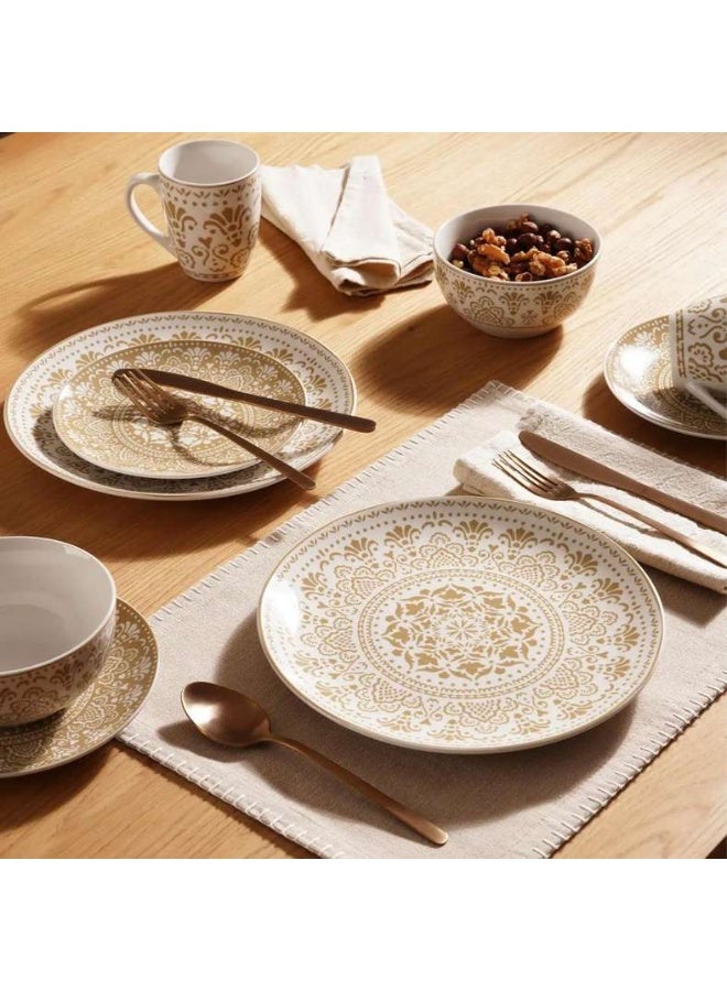 Pan Home Delvin 16-Piece Porcelain Dinner Set - Beige - Image 1