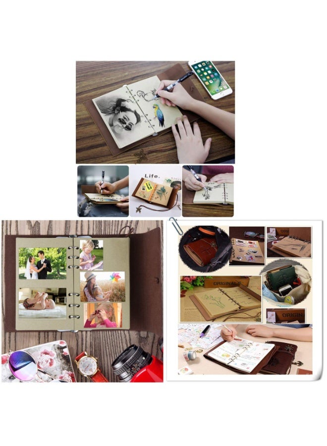 DOUGEI Multifunction Vintage PU Leather Cover Loose Leaf Blank Travel Journal Notebook With Unlined Paper,A6 7 inches - Image 4