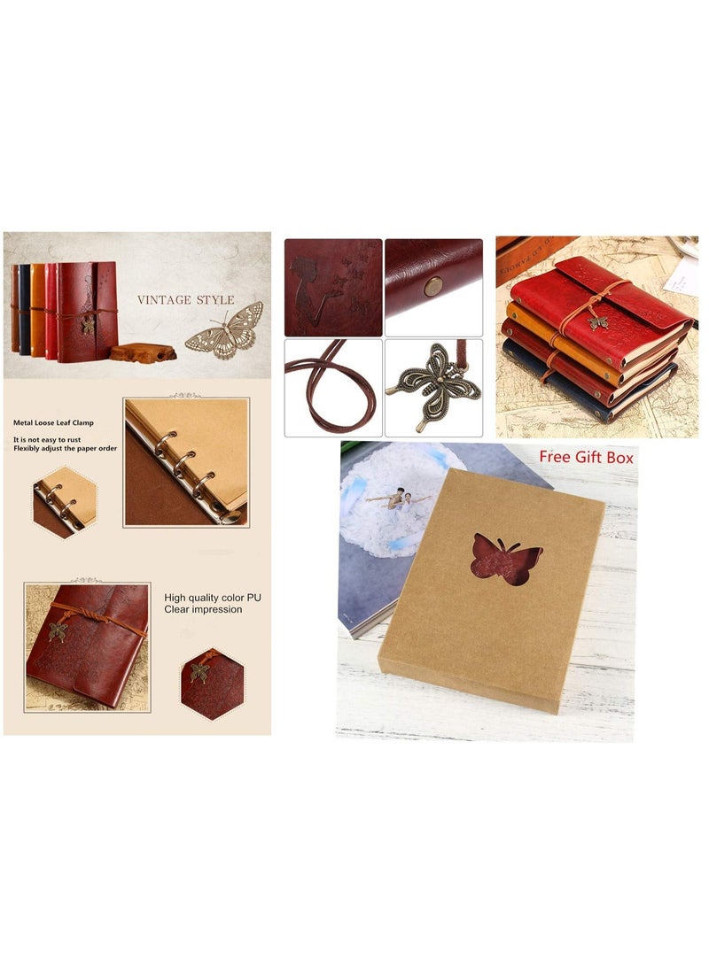 DOUGEI Multifunction Vintage PU Leather Cover Loose Leaf Blank Travel Journal Notebook With Unlined Paper,A6 7 inches - Image 2