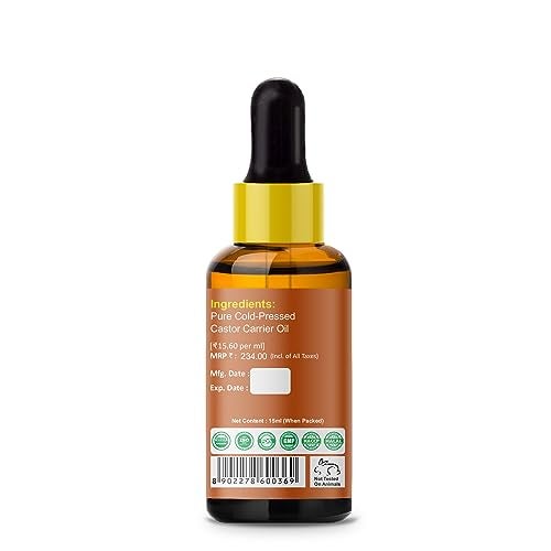 PRZ Combo of Cold Pressed Castor & Almond Carrier Oil, 100% Pure Natural & Therapeutic Grade Oil for Aromatherapy, Body Massage, Skin Care & Hair Care (15ML Each) - Image 2