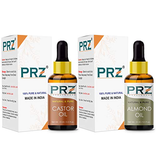 PRZ Combo of Cold Pressed Castor & Almond Carrier Oil, 100% Pure Natural & Therapeutic Grade Oil for Aromatherapy, Body Massage, Skin Care & Hair Care (15ML Each) - Image 4