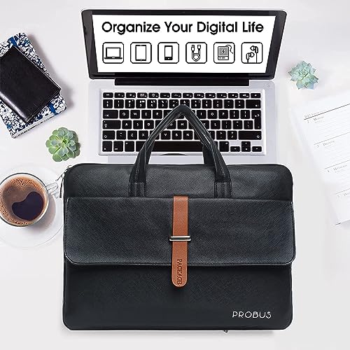 Probus Canvas Messenger Laptop Sleeve Case Cover Bag for Men/Women Black| 14" - Image 3