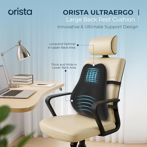 Orista™ Advance Gel Blended Memory Foam Posture Corrector Full Length Back Support, Orthopedic Lumbar Support Back Pain Relief Durable Back Pillow for Office Chair & Home Use | Breathable Mesh Cover - Image 3