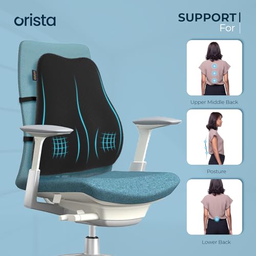 Orista™ Advance Gel Blended Memory Foam Posture Corrector Full Length Back Support, Orthopedic Lumbar Support Back Pain Relief Durable Back Pillow for Office Chair & Home Use | Breathable Mesh Cover - Image 4
