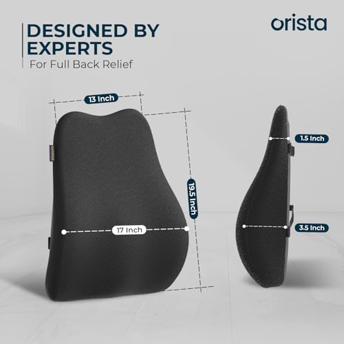 Orista™ Advance Gel Blended Memory Foam Posture Corrector Full Length Back Support, Orthopedic Lumbar Support Back Pain Relief Durable Back Pillow for Office Chair & Home Use | Breathable Mesh Cover - Image 2